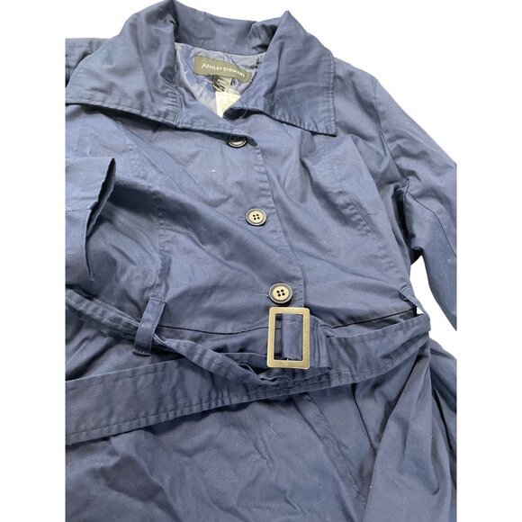 Ashley Stewart Womens Navy Blue trench peacock Coat Size 26 SKU 9250 - Picture 5 of 11